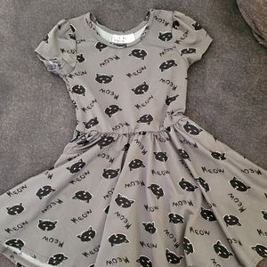 Dot dot smile 2t black cat Halloween gray dress with cap sleeves